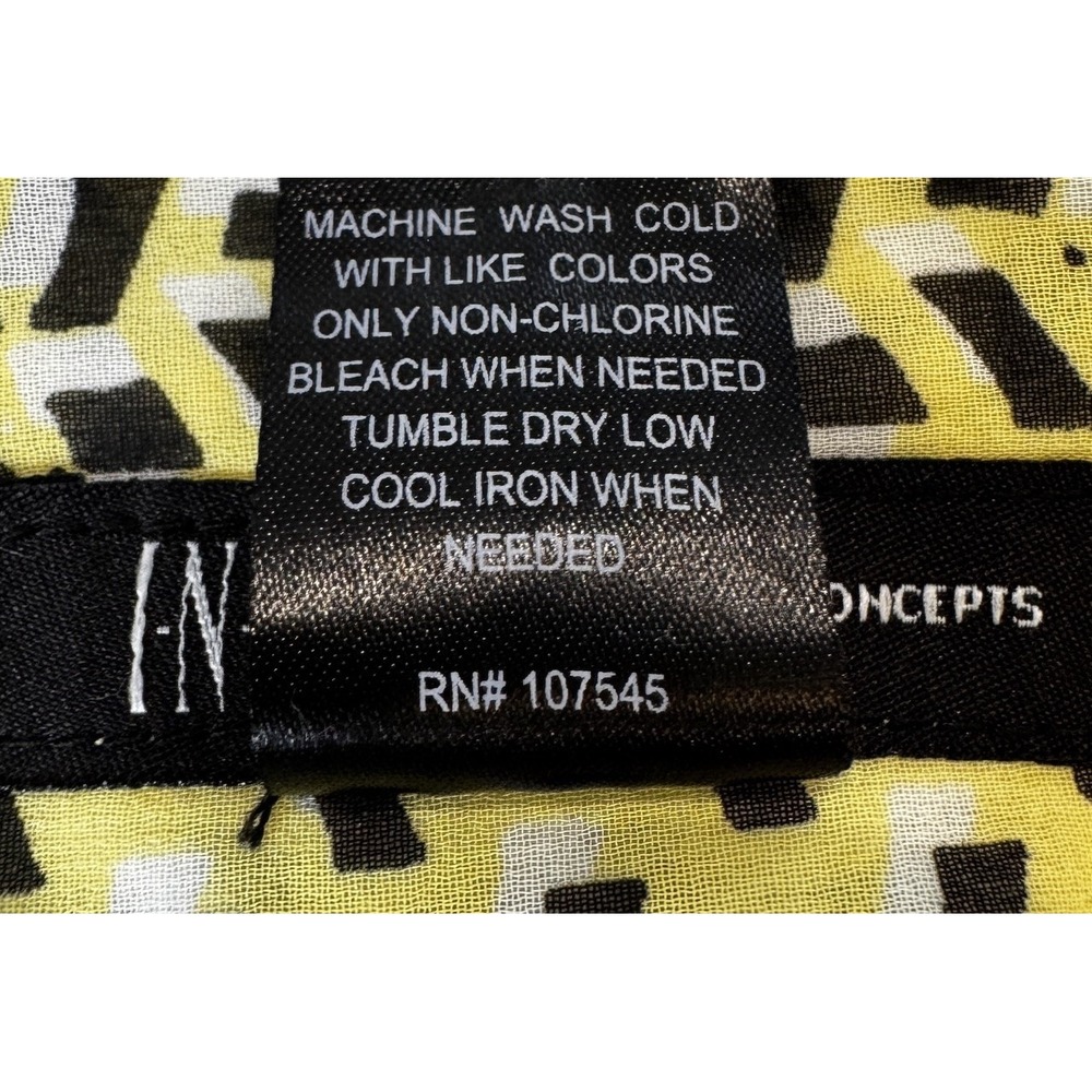 INC International Concepts Skirt Flowy Size 12‎ Yellow Geometric A-Line Lined - Picture 5 of 8